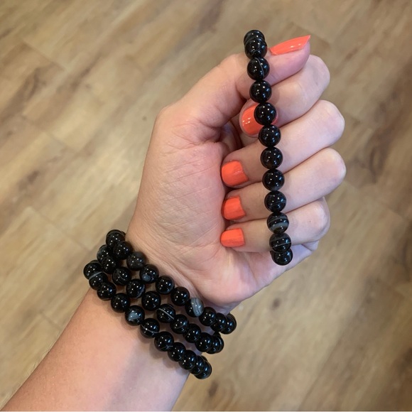 Black onyx 8mm bracelet - Picture 1 of 2